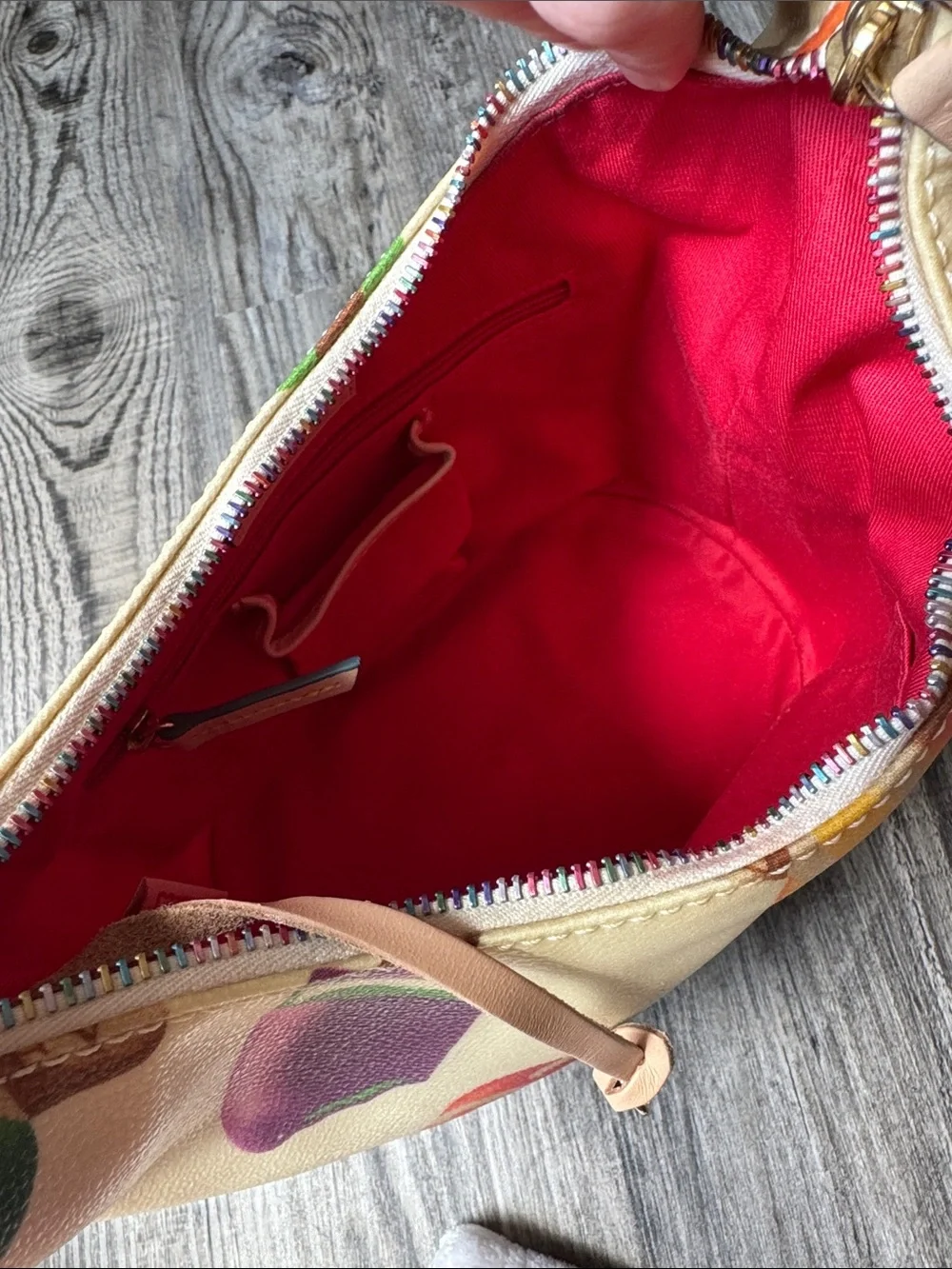 Dooney & Bourke Cream Shoulder Bag with Multicolor Popsicle Print - Picture 5 of 7